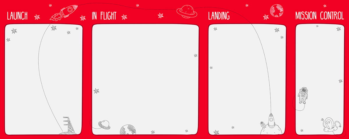 Project management board in red and white