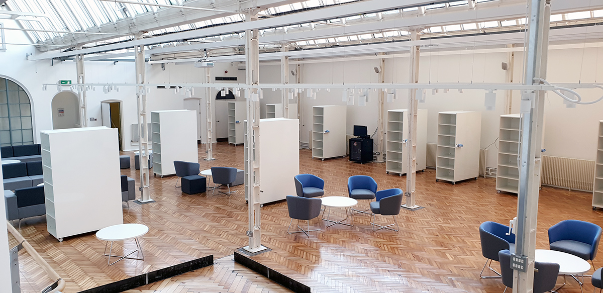 Custom mobile whiteboard with shelves