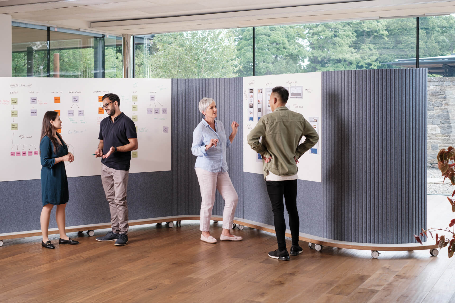 whiteboard planning with ThinkingWall mobile acoustic walls