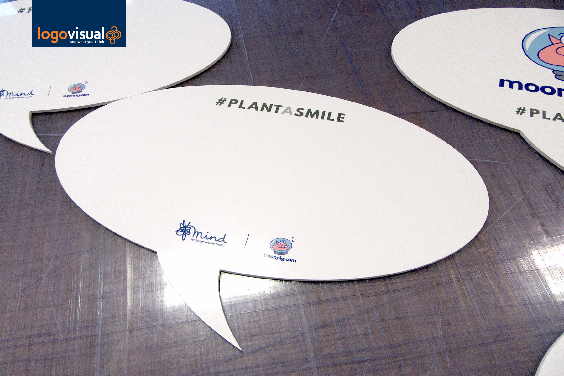 custom printed dry wipe speech bubbles for charity