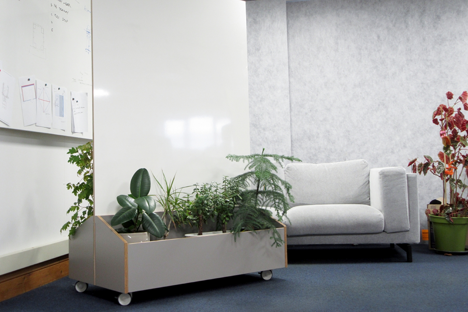Freestanding whiteboard with built in planter