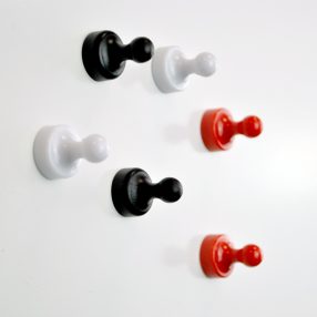 Large Pin Magnets black, white and red