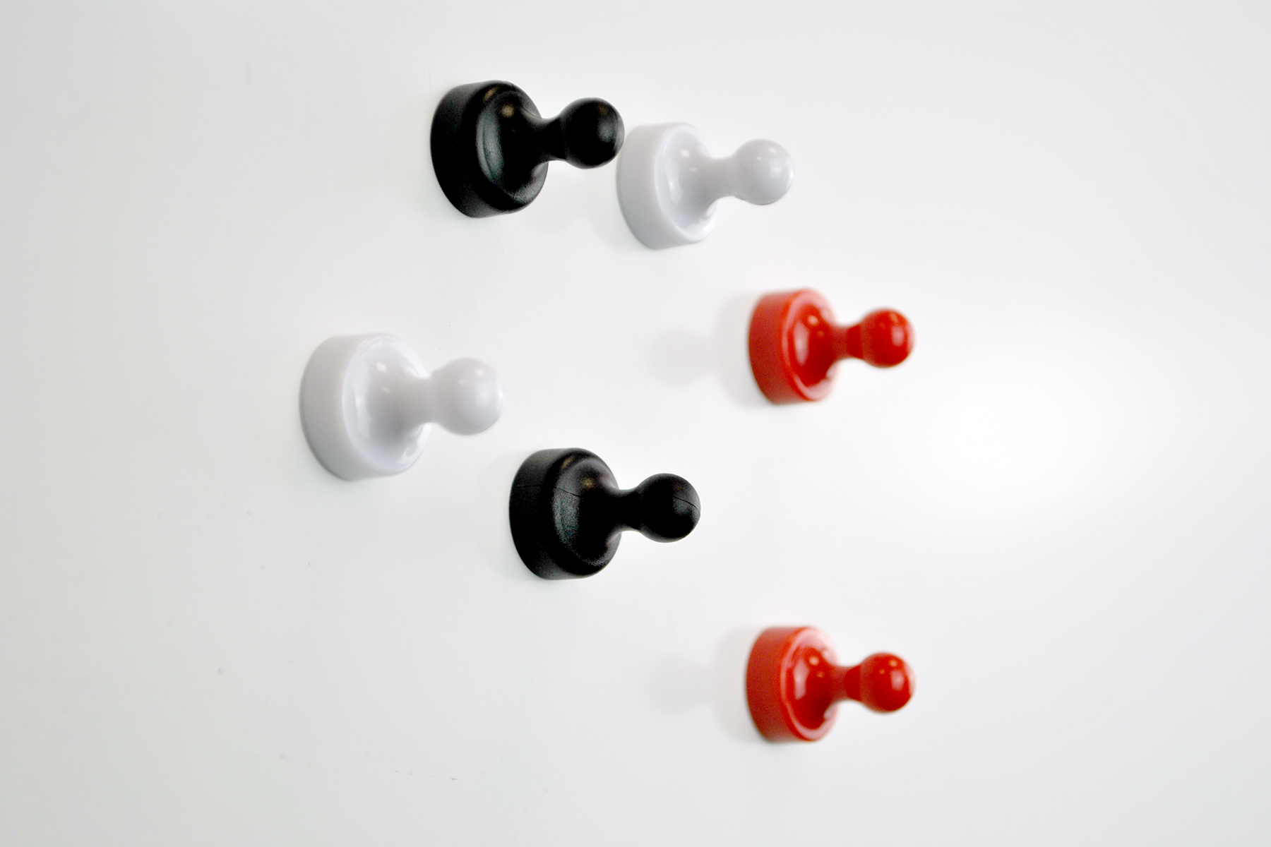 Large Pin Magnets black, white and red