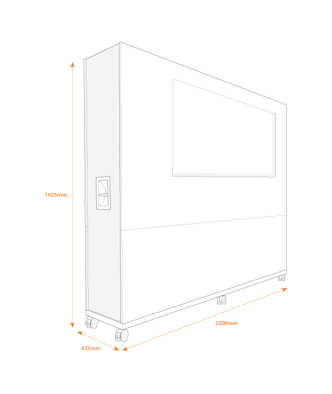 ThinkingWall AV Divider mobile office wall with integrated screen standard dimensions