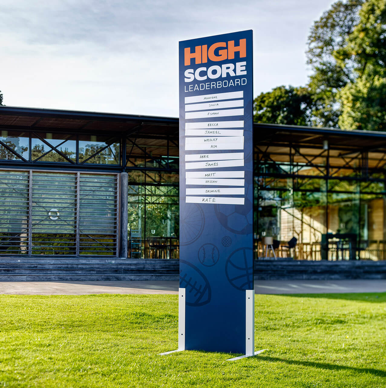 Custom printed leaderboard