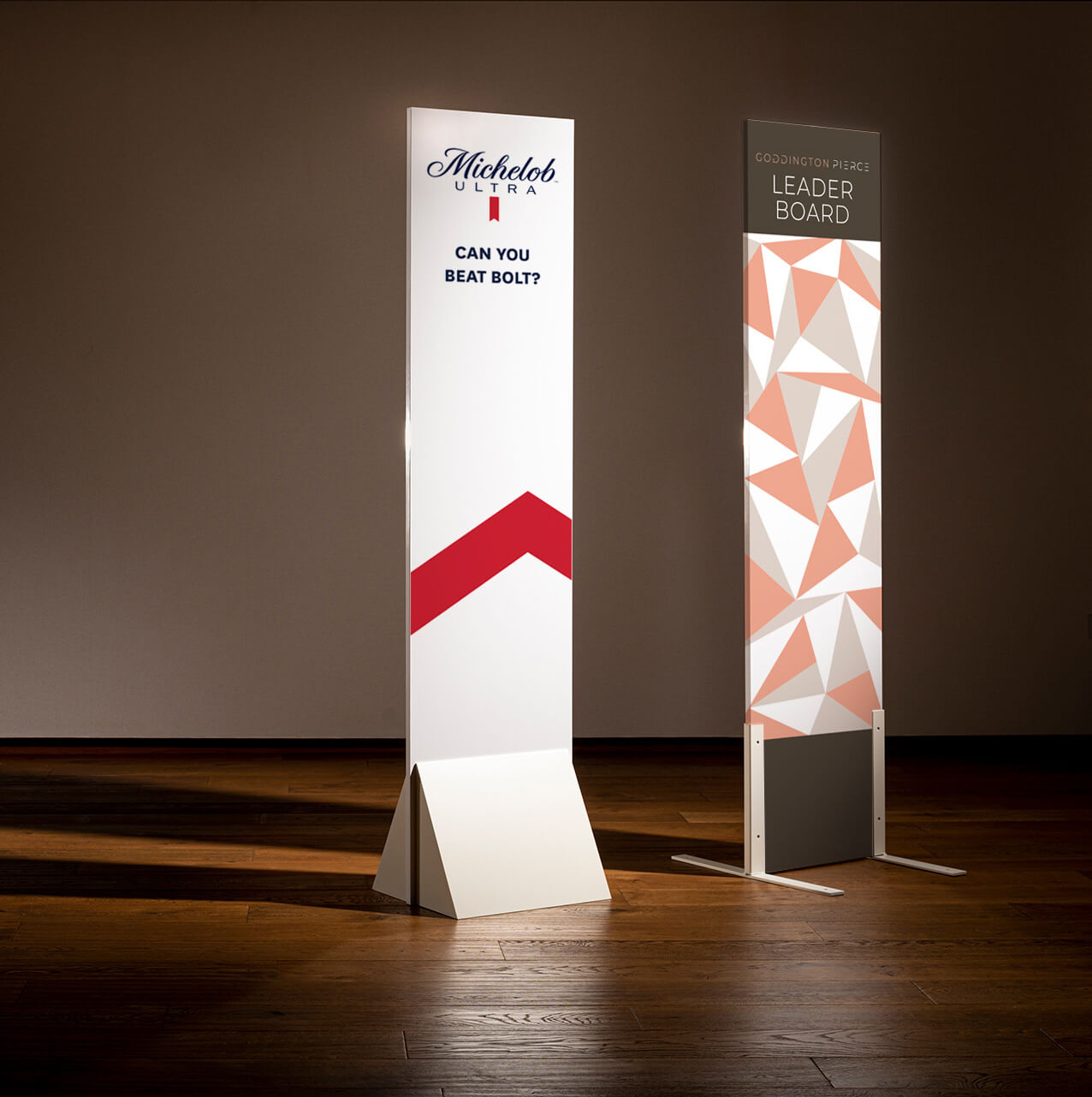 Custom printed leaderboard