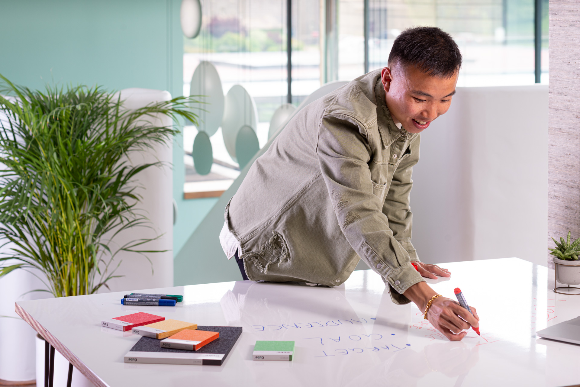 Working on ThinkingWall whiteboard desk