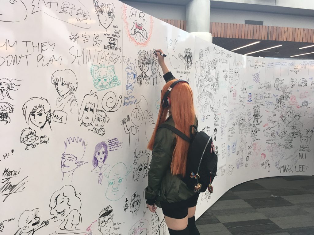 Curved whiteboard wall