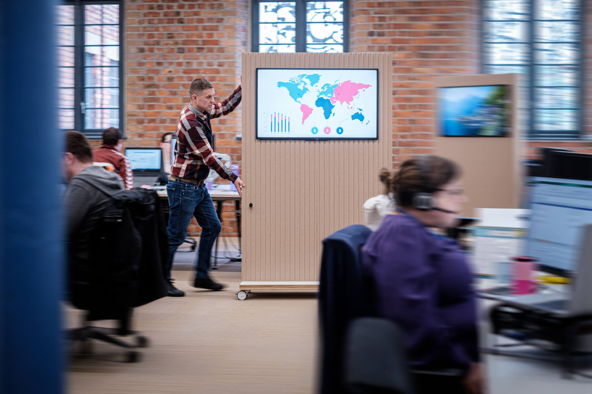 Battery powered mobile TV whiteboardunit