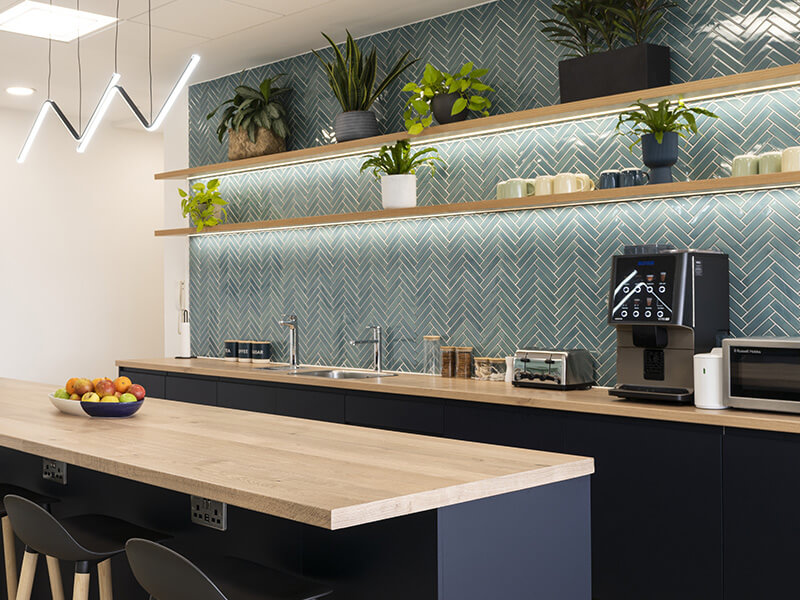 Kitchen area installed at FutureWorx by Wellbeing Group