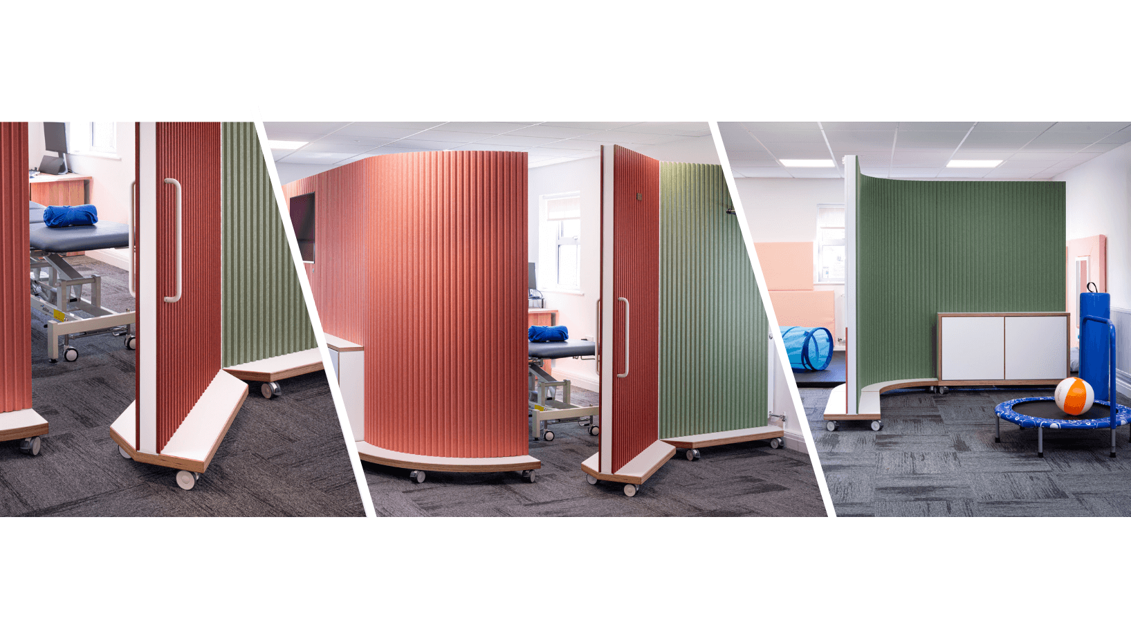 Collage of images showing some ThinkingWall in Healing Touch space